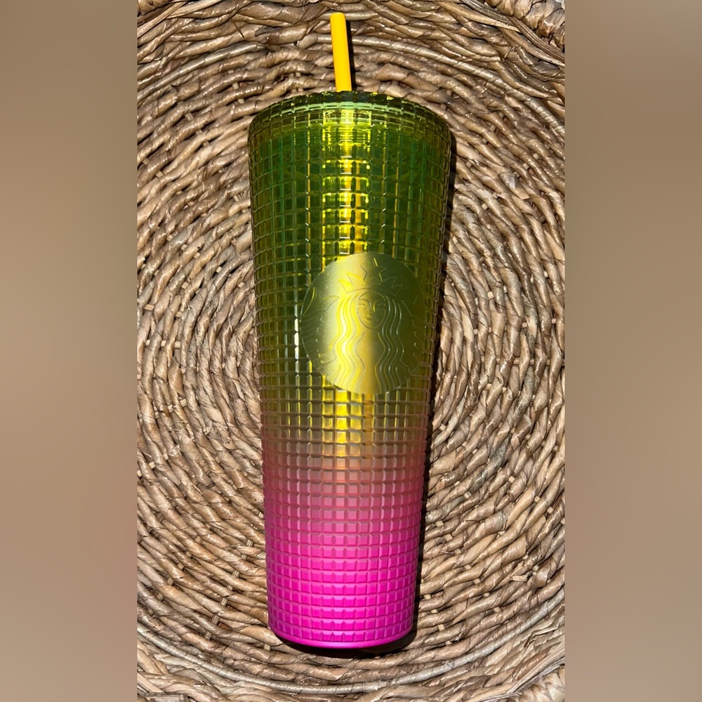 New! Starbucks 2022 Tumbler Summer Ombre Lemon Yellow Pink Studded Venti 24oz